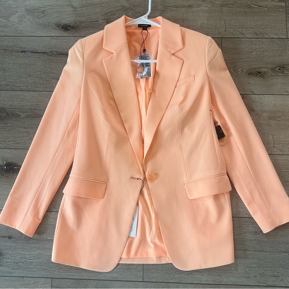 NWT Express Blazer Orange Casual Dressy Top Summer Blazer Suiting Jacket XS